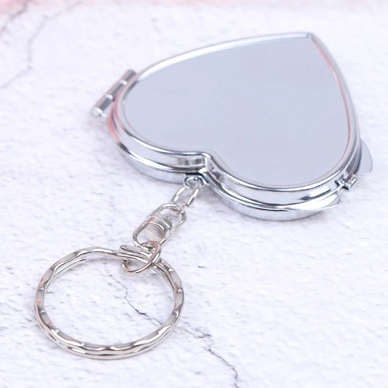 TSHOU907 Portable Two-side Folding Make Up Mirror Mini Makeup Compact Key Chain Pocket  Mirror Women  Cosmetic Mirrors Key Ring