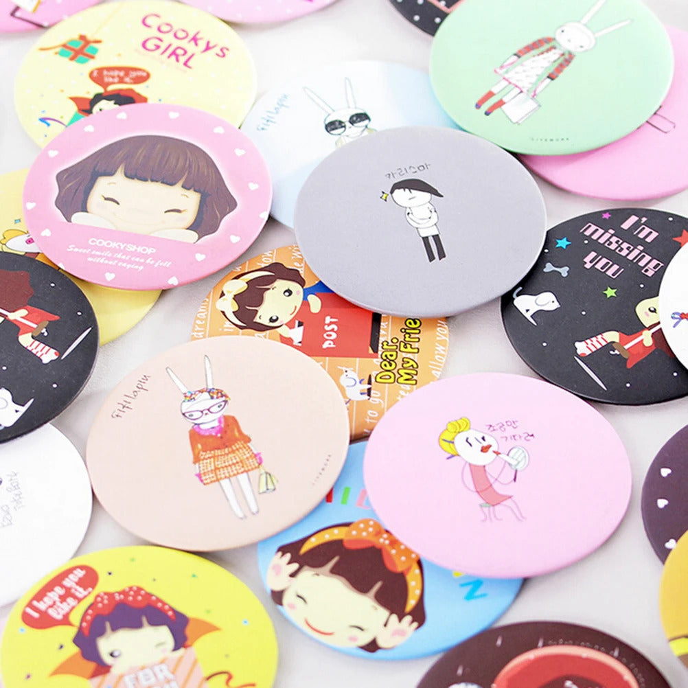 TSHOU204  Mini Pocket Round Metal Mirrors Makeup Mirrors Portable Makeup Mirror Cosmetic Compact Gift Beauty Tools