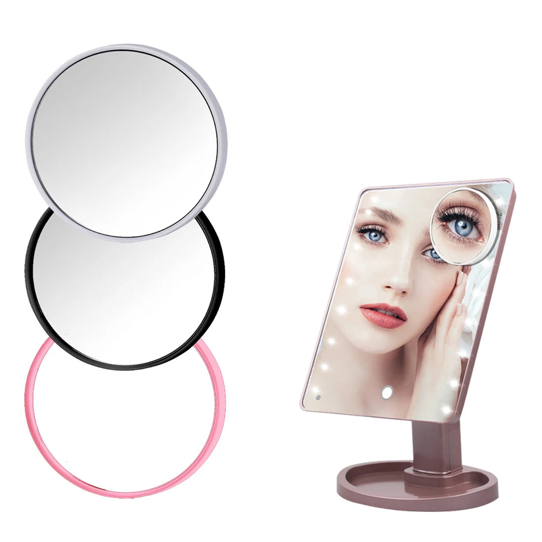 CASHOU103 Small  Makeup Mirror Touch Screen 10 Times Suction Cup Magnifying Glass Small Round Mirror Portable Mini Makeup Mirror