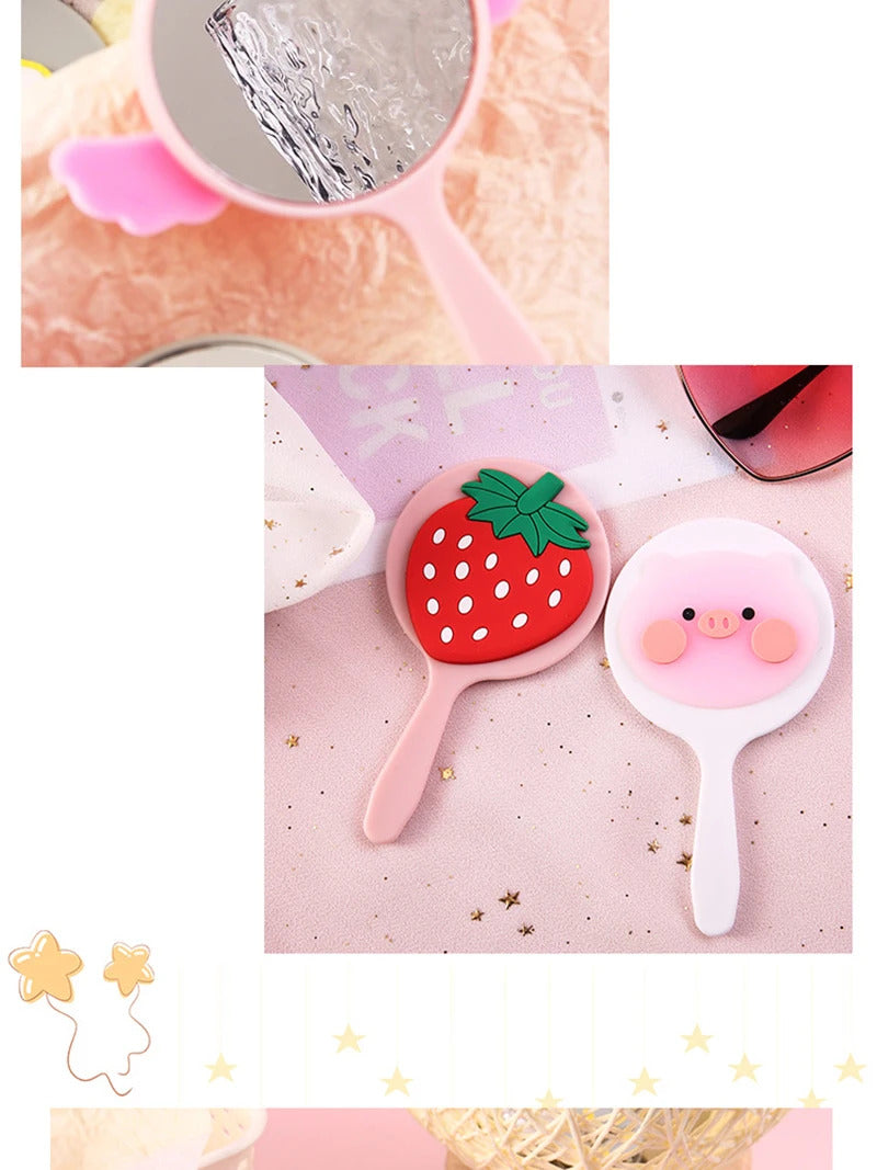 CASHOU58 Cute Mini Handheld Cosmetic Mirror Dressing Salon Barbers Beauty Hair Hairdressers Cartoon Decorative Mirror
