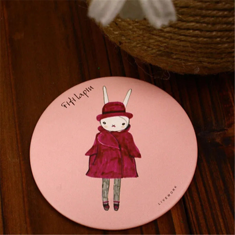 CX190 Cartoon Anti-fall Portable Small Mirror Cute Girls Makeup Mirror Pocket Mirror for Beauty Tools