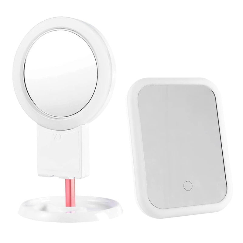 L163  Led Light Makeup Mirror Storage LED Face Mirror Adjustable Touch Dimmer USB Led