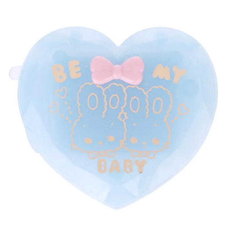 DA14 Folding Hair Brush With Mirror Compact Pocket Size Travel Comb Heart Shaped Gift
