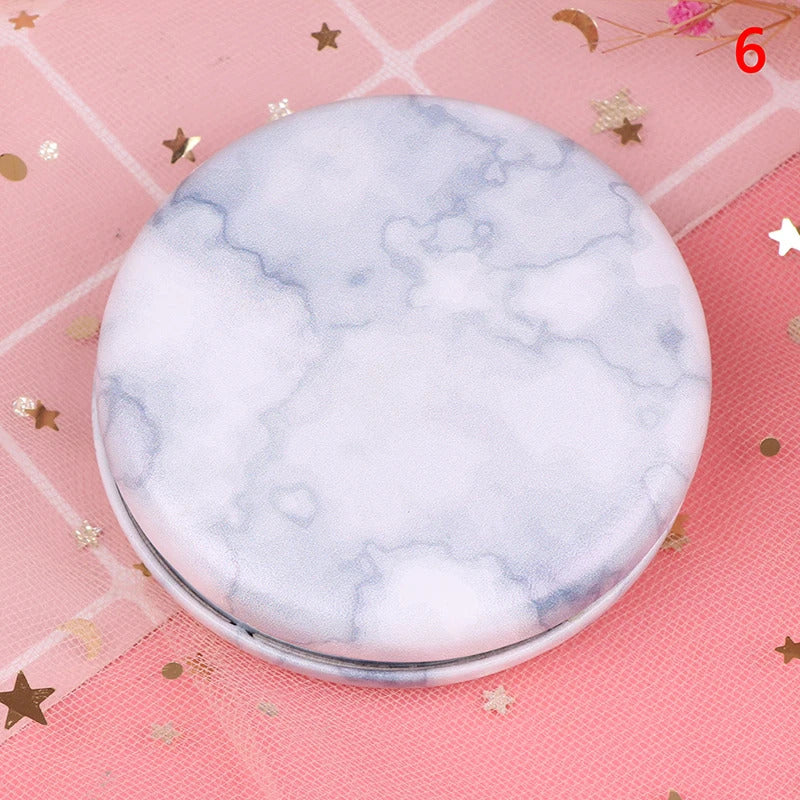 CSHOU347 Marble Pattern Portable Double Sided Mirror Foldable Pocket Makeup Mirror Women Girls Beauty Cosmetic Compact Mirrors