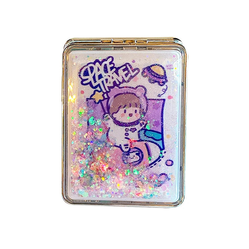 L76 Mini Makeup Compact Pocket Cartoon Mirror Portable Two-side Folding Make Up Mirror Women Cosmetic Mirrors for Gift Cute Mirr