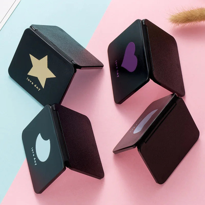 CSHOU257 Double-sided Mirror Foldable Makeup Mirrors Lady Cosmetic Hand Folding Portable Compact Pocket