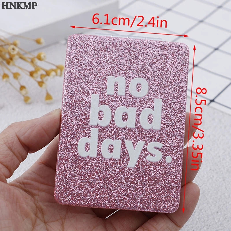 FEN34 Pink Portable Square Travel Mirror Gift Pocket Cute Double Side Folding Mini Compact Makeup Mirror For Women Girl