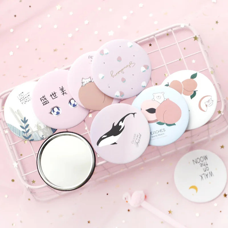 L439  Anti-fall Cartoon Portable Small Mirror Cute Girls Makeup Mirror Pocket Mirror for Beauty Tools