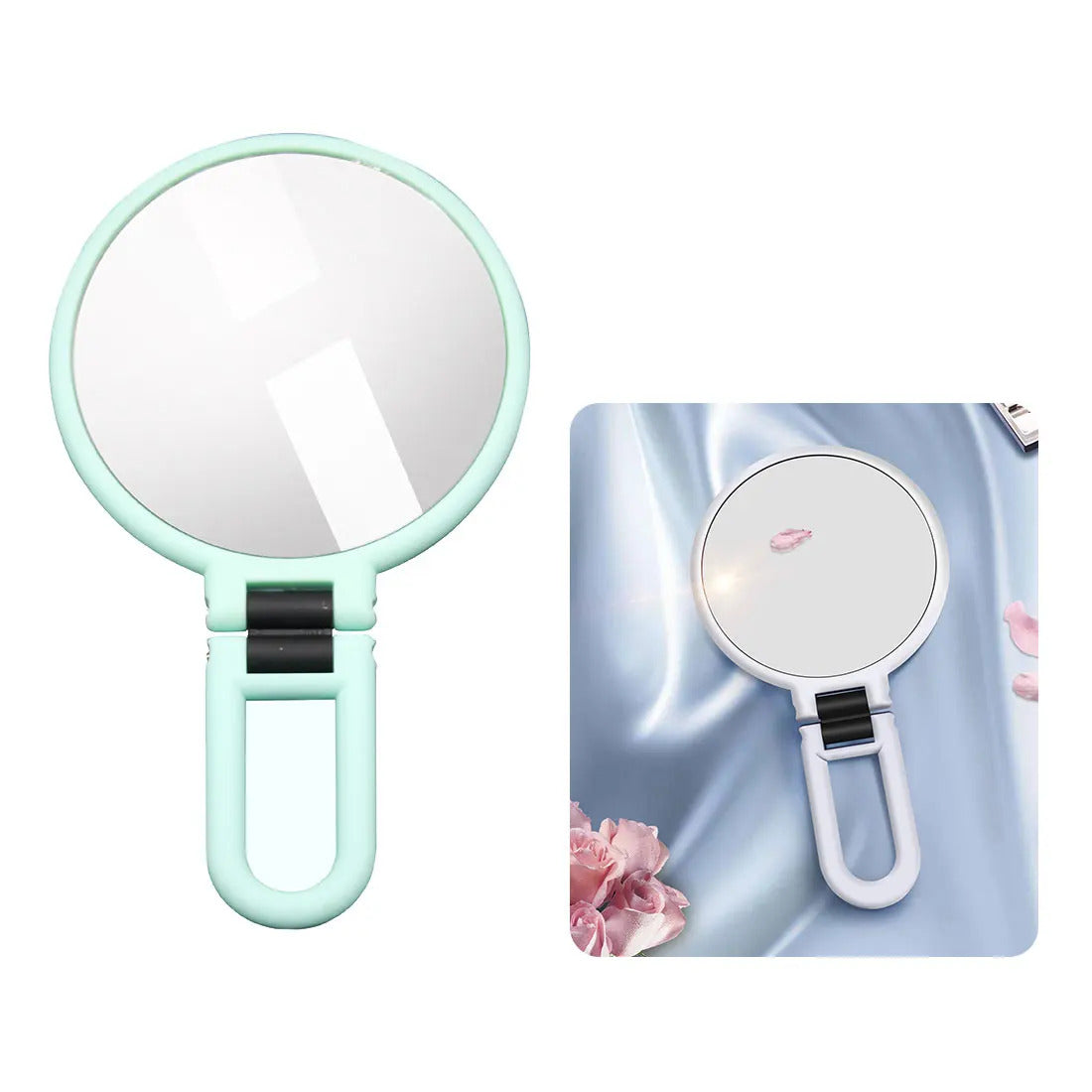 TSHOU510   Magnifying Makeup Mirror Hand Mirror Portable Folding Makeup Makeup Mirror Double-Sided Handheld Mirror Makeup Tool