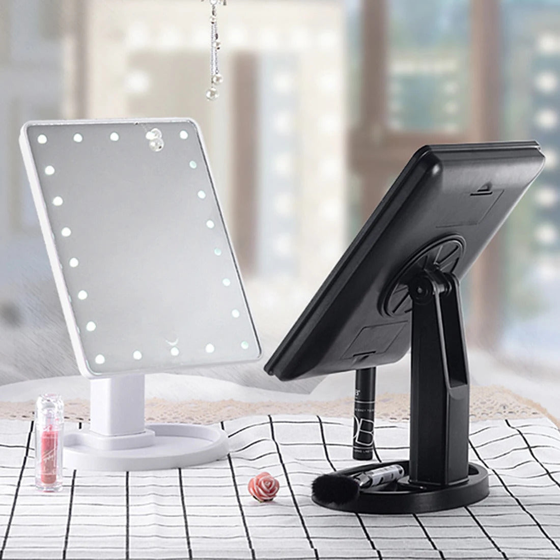 TSHOU467 storag vanity mirror 360 degree rotating mirror adjustable 16/22 LED touch screen portable touch sensor luminous mirror