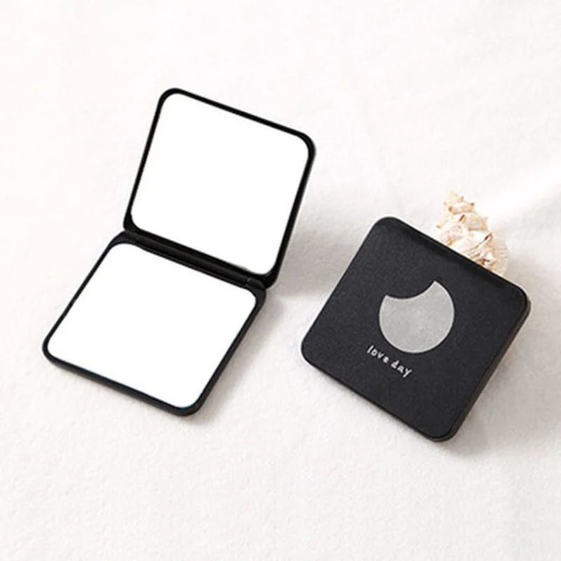 TSHOU384 Mini Square Makeup Mirror Portable Hand Mirror Double-sided Makeup Vanity Mirror Foldable Compact Mirror Pocket Cosmetic