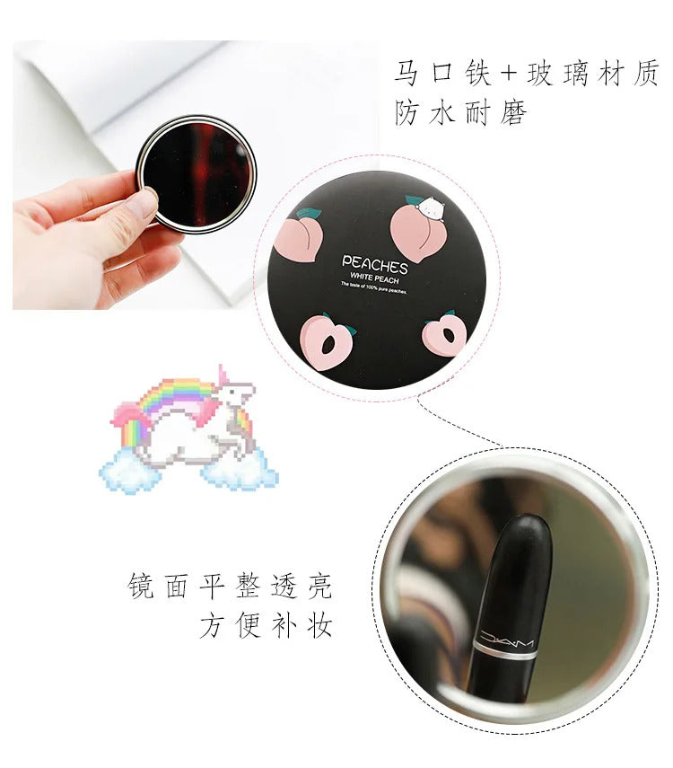 TSHOU853 Cartoon Anti-fall Portable Small Mirror Cute Girls Makeup Mirror Pocket Mirror for Beauty Tools