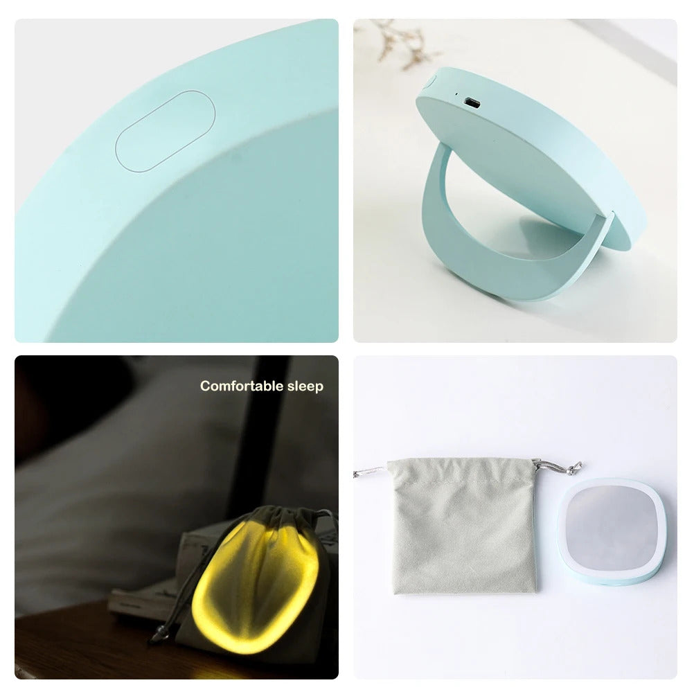 Cx52  Mini Makeup Mirror square Shape Girl Mini Portable Mirror Pocket Makeup Cosmetics Compact Mirrors Rechargeable LED Mirror