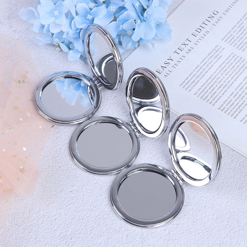 L165 Portable Mini Makeup Mirror Compact Pocket Mirror Double-Sided Folding Cosmetic Mirror Female Gifts With Flowing Sparkling