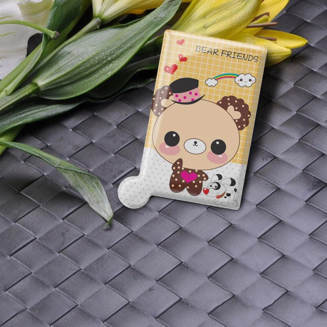 TSHOU544 Cosmetic Stainless Steel Unbreakable Makeup Mirror Shatter-Proof Portable Travel PU Leather Sleeve Pocket Card Mirror