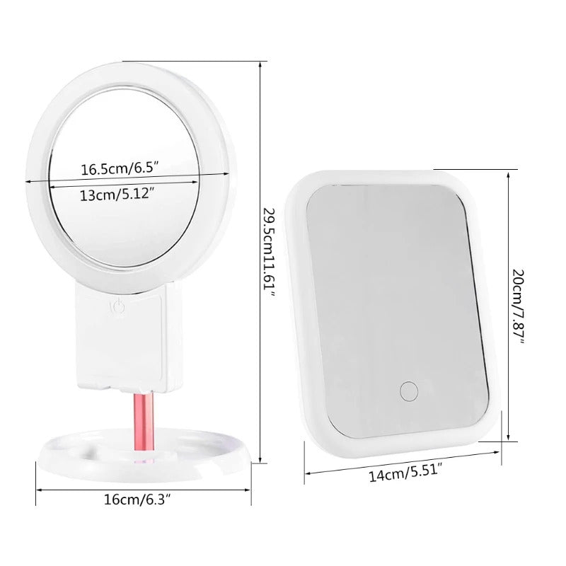 L163  Led Light Makeup Mirror Storage LED Face Mirror Adjustable Touch Dimmer USB Led