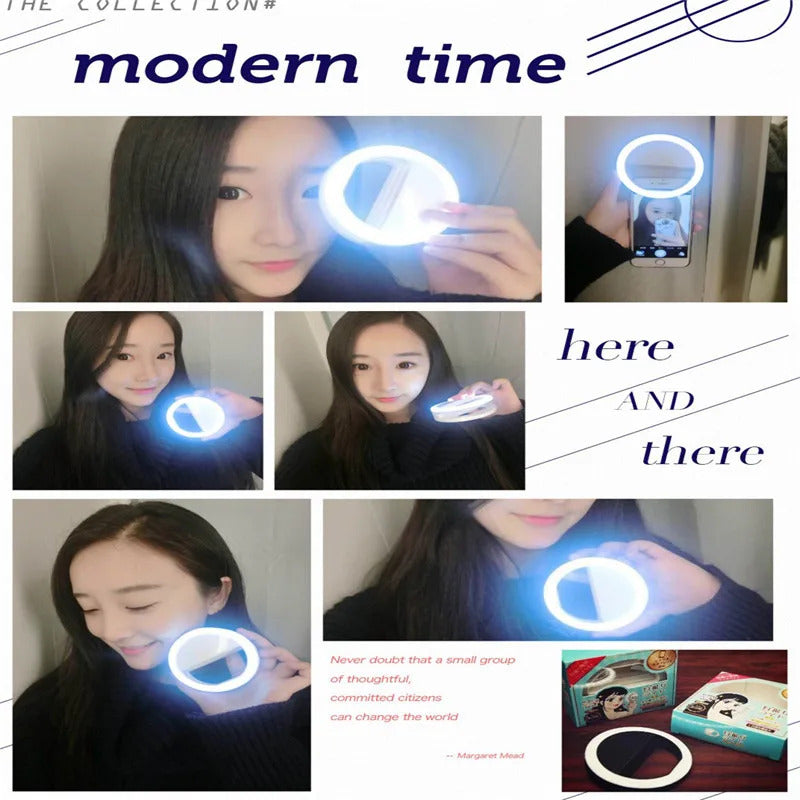 L498 Mobile Phone Light Clip Selfie LED  Auto Flash for Cell Phone Selfie Flashlight Makeup Mirror Smartphone Round Portable