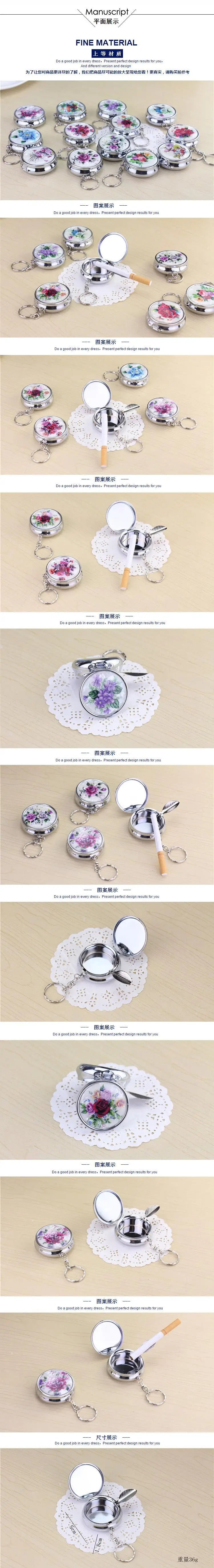 cx347  Portable Makeup Mirror with Ashtray Makeup Mirror Tobacco Ash Storage Box Metal Car Portable Ashtray Mini Ashtray with