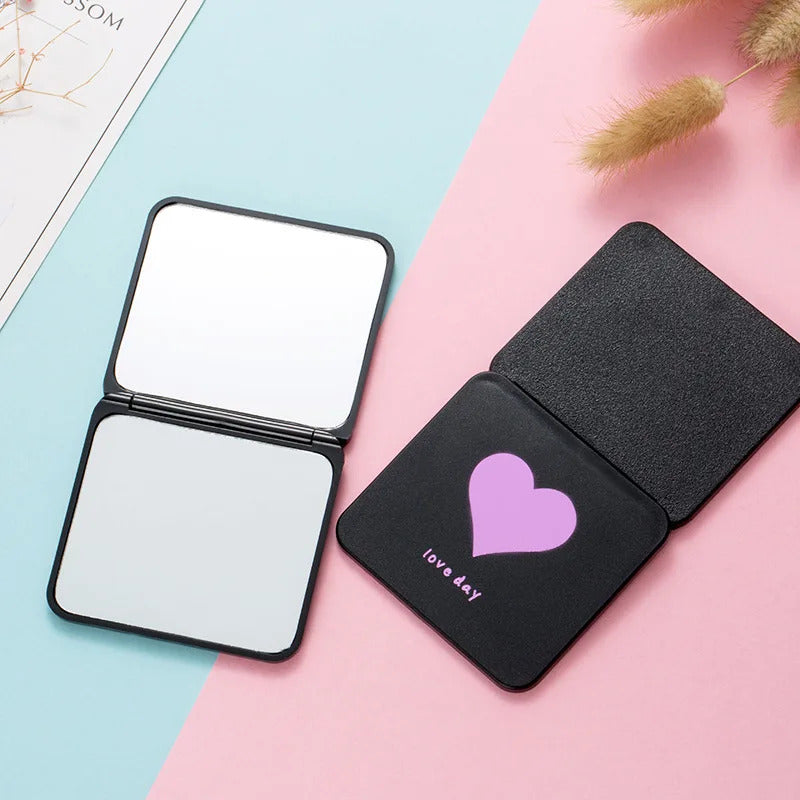 TSHOU709 Double-sided Mirror Foldable Makeup Mirrors Lady Cosmetic Hand Folding Portable Compact Pocket