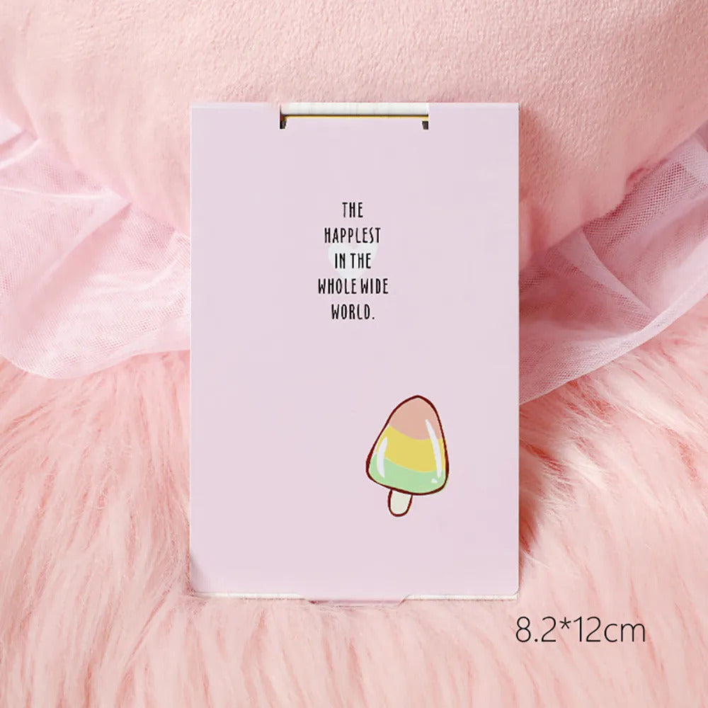 CX618  Portable Makeup Mirror Foldable Hand Mirror Cute Cartoon Makeup Vanity Mirror Rectangle Compact Mirror Pocket Cosmetic