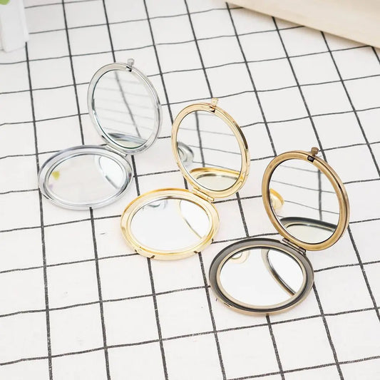 FEN70 Mini Makeup Mirrors 57.1mm Blank Round Metal Compact Mirror Portable Cosmetic Pocket Mirror Girl's Gift Women Beauty
