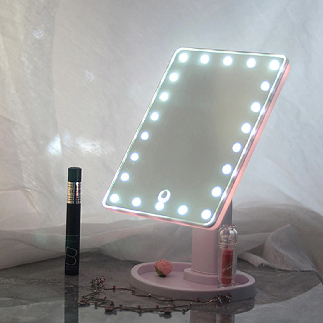 TSHOU467 storag vanity mirror 360 degree rotating mirror adjustable 16/22 LED touch screen portable touch sensor luminous mirror