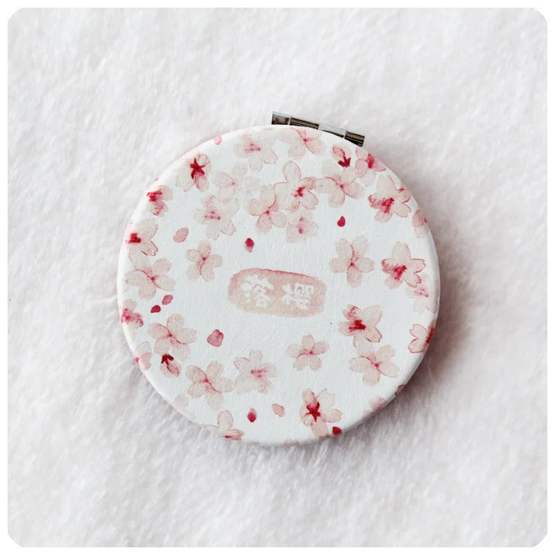 TSHOU1036 Cute Mini Makeup Mirror Dual Sides Foldable Compact Mirrors Pocket Cosmetic Mirror Suitable for Travel Ladies Girls Make