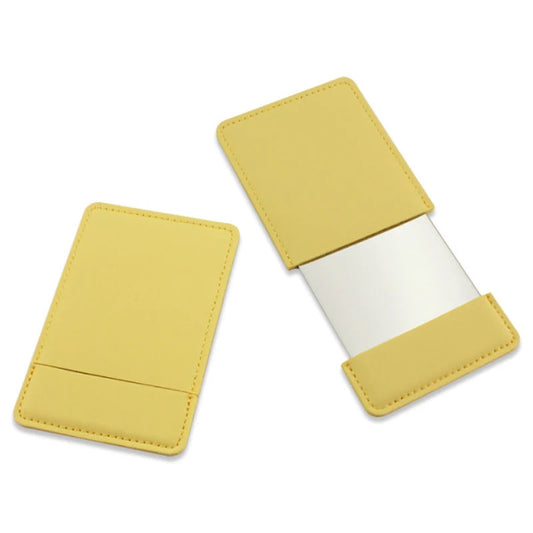 CX104 Ultra-thin Cosmetic Mirror Stainless Steel Shatter-Proof Portable PU Leather Sleeve Pocket Card Mirror Makeup
