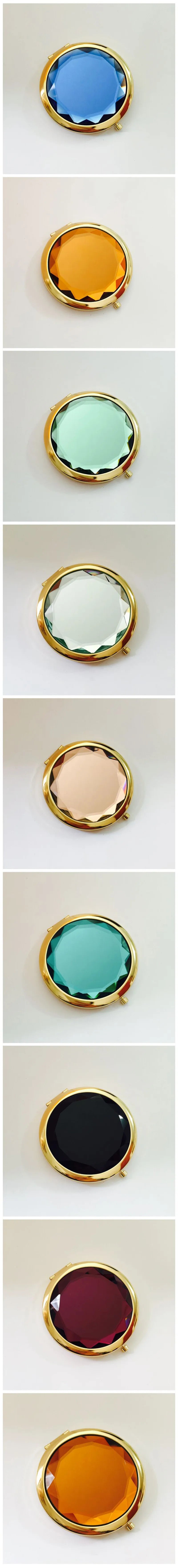 CX442 Luxury Crystal Makeup Mirror Portable Round Folded Compact Mirrors Gold Silver Pocket Mirror Making Up for Personalized