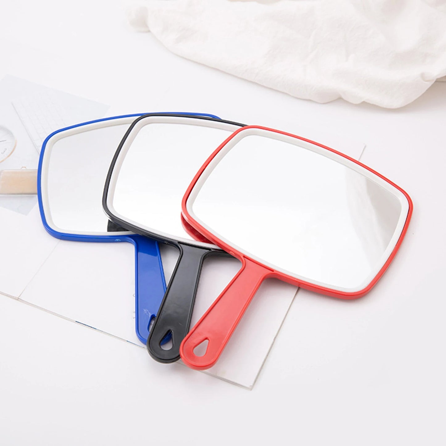 CX98 Square Hand Mirror Handheld Paddle Mirror Tool w/ Handle Large Viewing Haircut Mirror Big Mirror Dresser Mirror Cosmetic