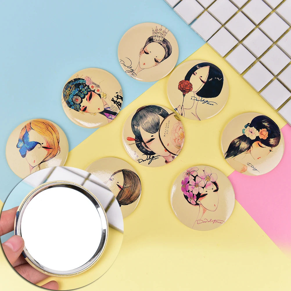 DA52 Portable Mini Pocket Makeup Mirror Cosmetic Compact Mirrors Espelho De Maquiagem Espejos De Bolsillo Randomly Sent