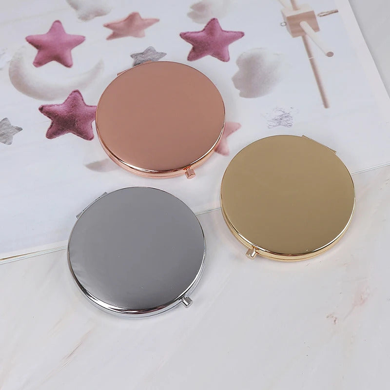 TSHOU732 Portable Folding Mirror Compact Stainless Steel Metal Makeup Cosmetic Pocket Mirror Beauty Accessories