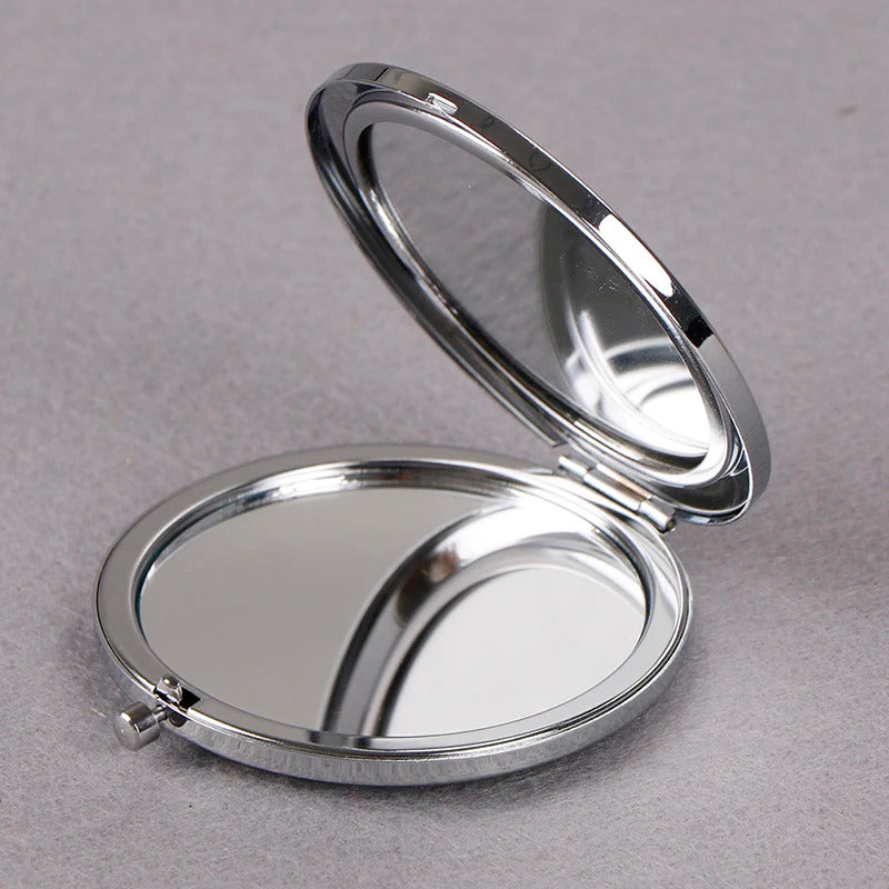 TSHOU1048 Portable Double Sides Folding Mirrors Foldable Woman Cosmetic Mini Beauty Magnifying Mirror Pocket Metal Makeup Compact