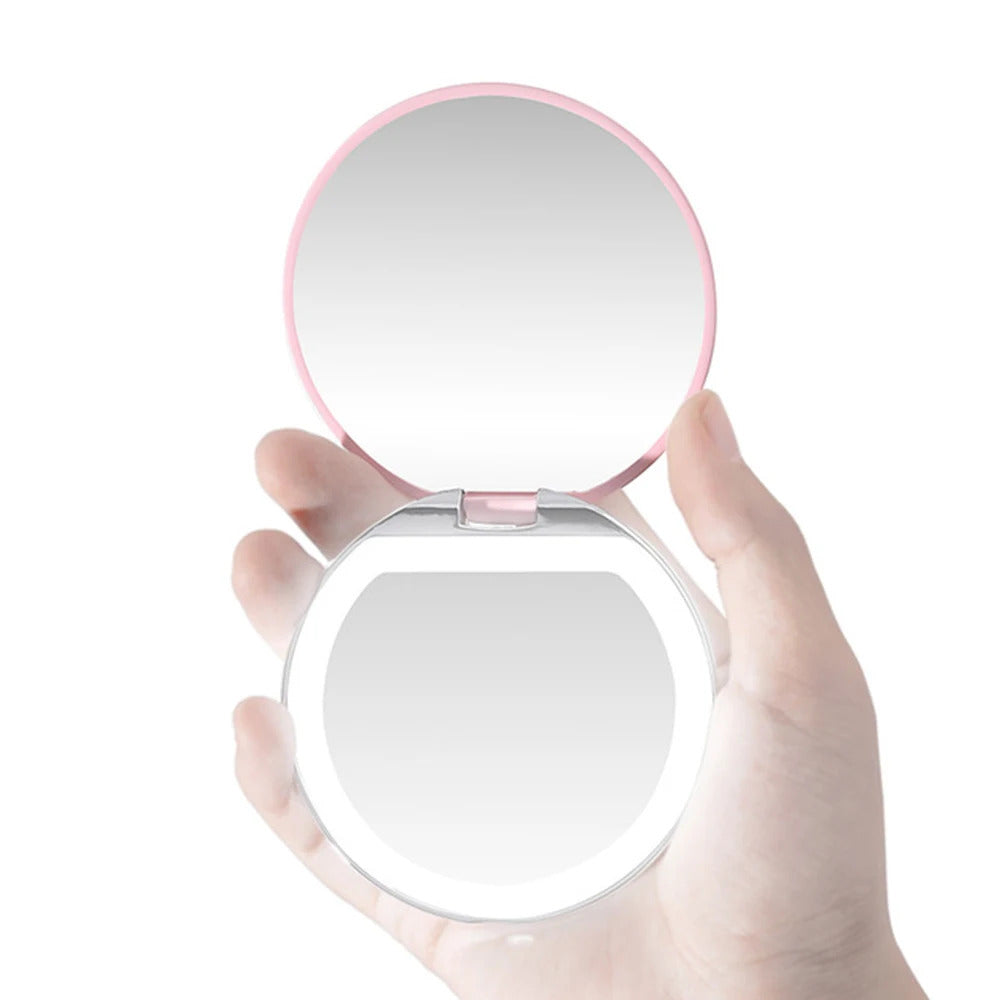 L453 Magnifying Lighted Makeup Mirror Light Mini Round Portable Led Make Up Mirror Sensing Usb Chargeable Makeup Mirror