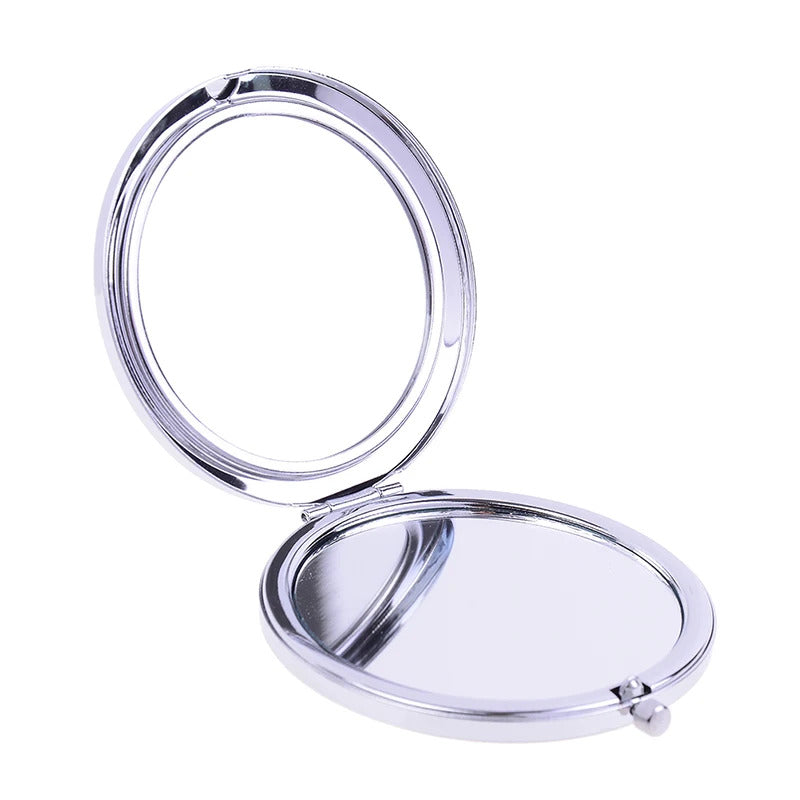 CX67 Double Sided Magnifying Folding Makeup Mirror White and Blue Porcelain Mirrors Mini Makeup Compact Pocket Mirror