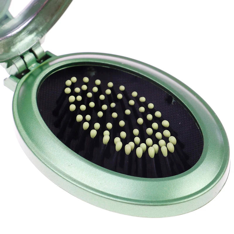 CX182 Massage Folding Mirror with Comb Portable Pocket Small Travel Girl Styling Tools Mini Pocket Mirror Hair Brush with