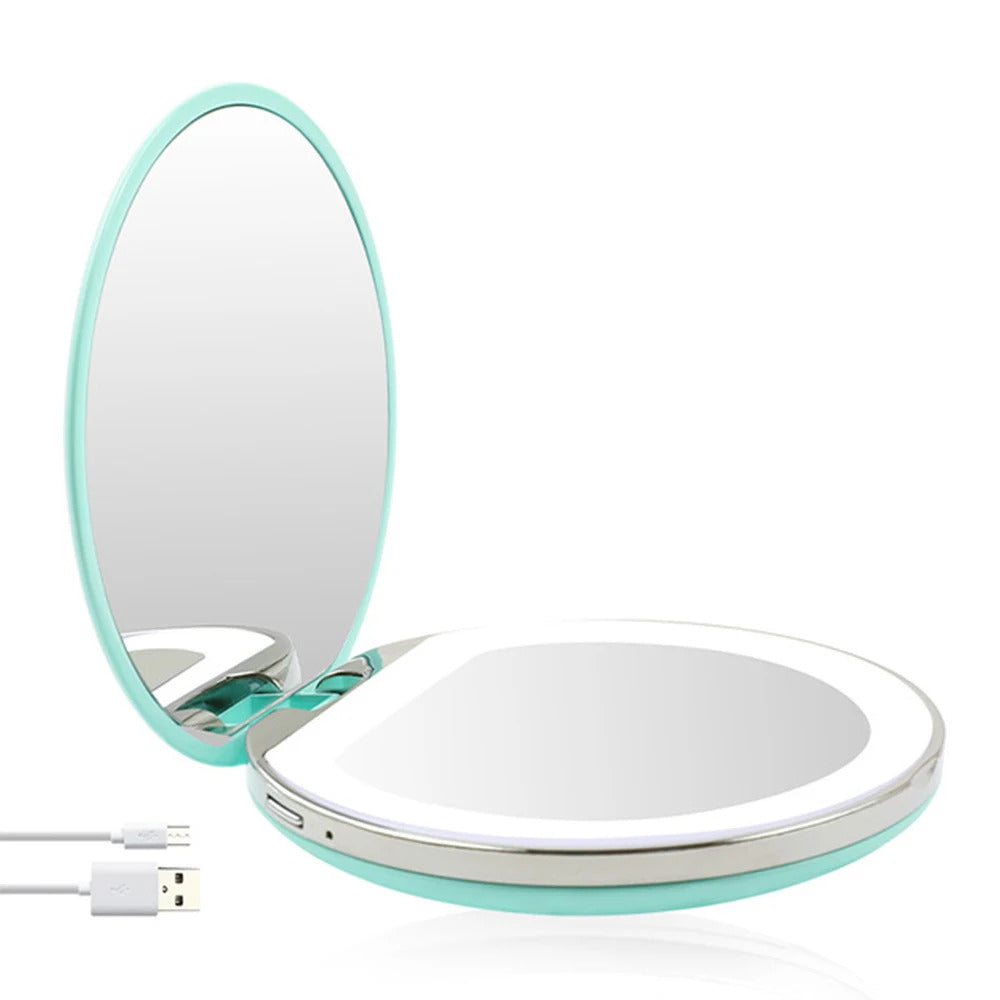 L453 Magnifying Lighted Makeup Mirror Light Mini Round Portable Led Make Up Mirror Sensing Usb Chargeable Makeup Mirror