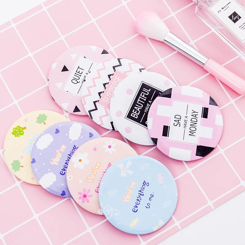 FEN19 New Fashion Lady Portable MIni Makeup Mirror Cute Cartoon Pattern Portable Compact Pocket Mirror Mini Cosmetic Mirror