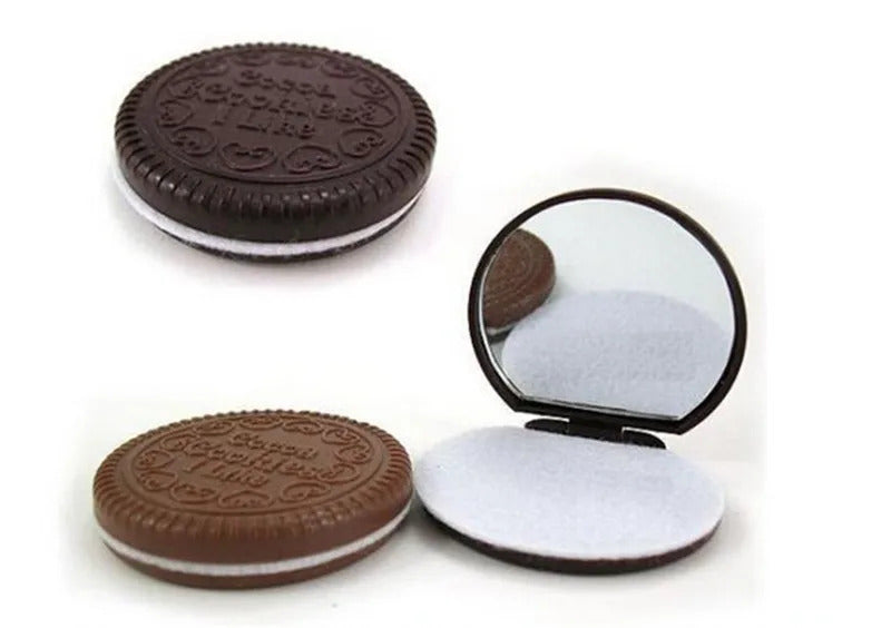 CX412 Chocolate Mirror with Comb Cute Cookie Shaped Design Makeup portable folding mini miroir espelho gift