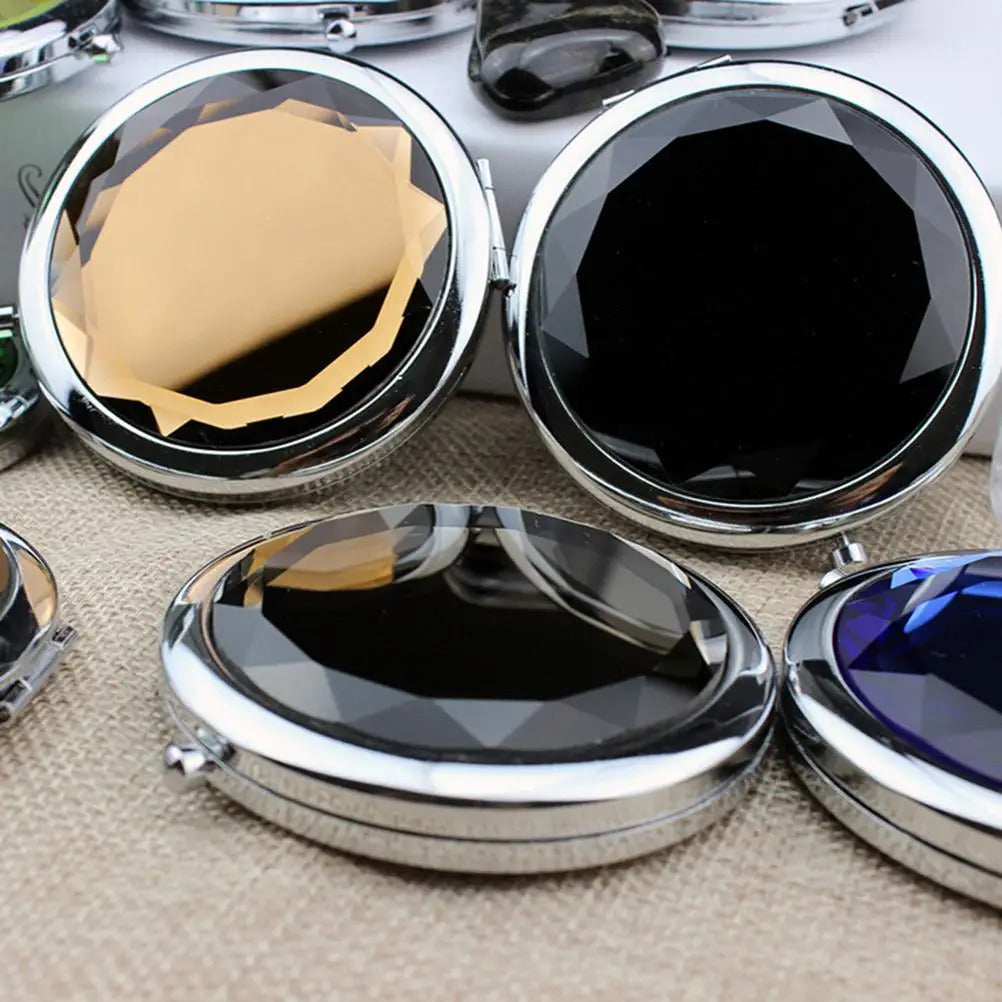 CX62 Women Cute Pearl Makeup Mirror Lovely Little Sheep Pocket Crystal Portable Double Dual Sides Compact Mirrors