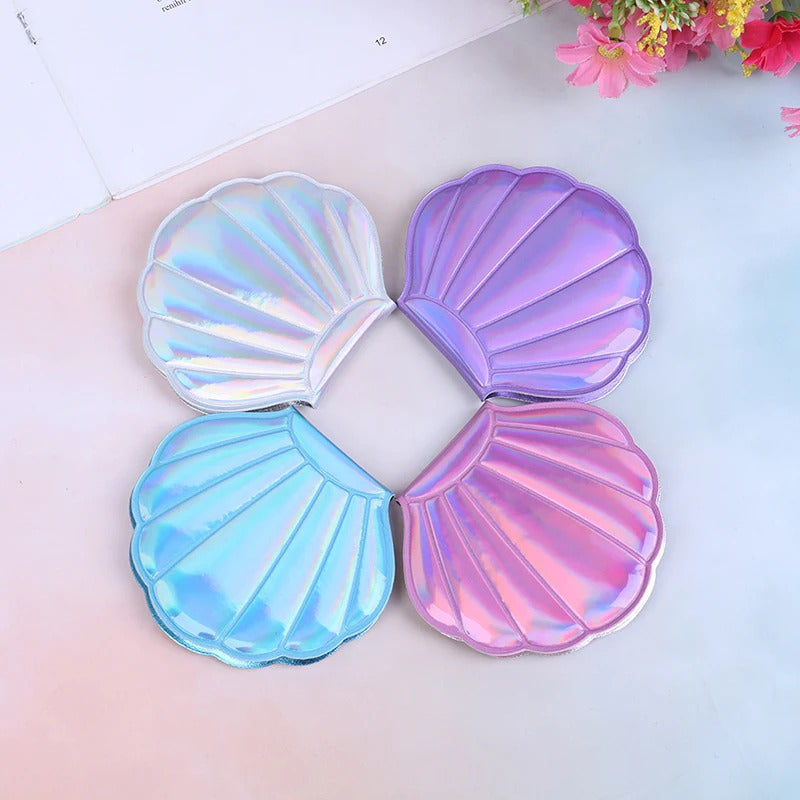 CX66 Girls 2-Face Pocket Cosmetics Mirror Portable 1PCS Makeup Mirror Shell PU Leather 1:2 Magnifier Make Up Mirrors
