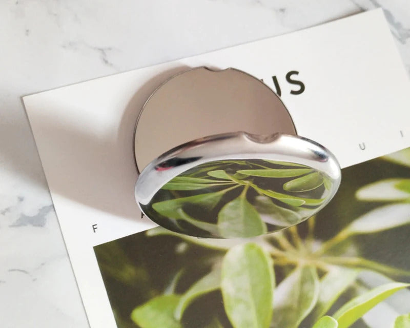 L344 Portable Women Stainless Steel Makeup Mirror Hand Pocket Folded-Side Cosmetic Make Up Mirror Small Various Shapes