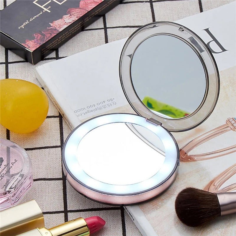 L125 Light Mini Makeup Mirror 3 Times Magnifying Glass Travel Portable Induction Lighting Makeup Mirror  Touch Lighting
