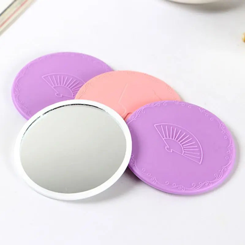 GU458 Creative Cartoon Embossed Round Mini Pocket Makeup Mirror Single Side Compact Cosmetic Tool Travel Portable