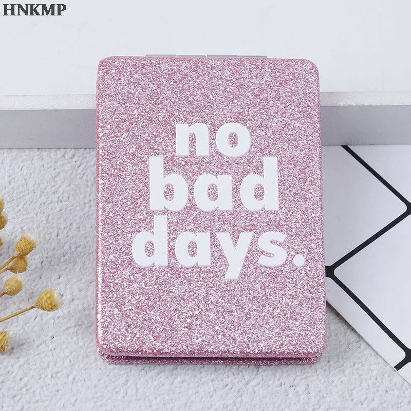 FEN34 Pink Portable Square Travel Mirror Gift Pocket Cute Double Side Folding Mini Compact Makeup Mirror For Women Girl