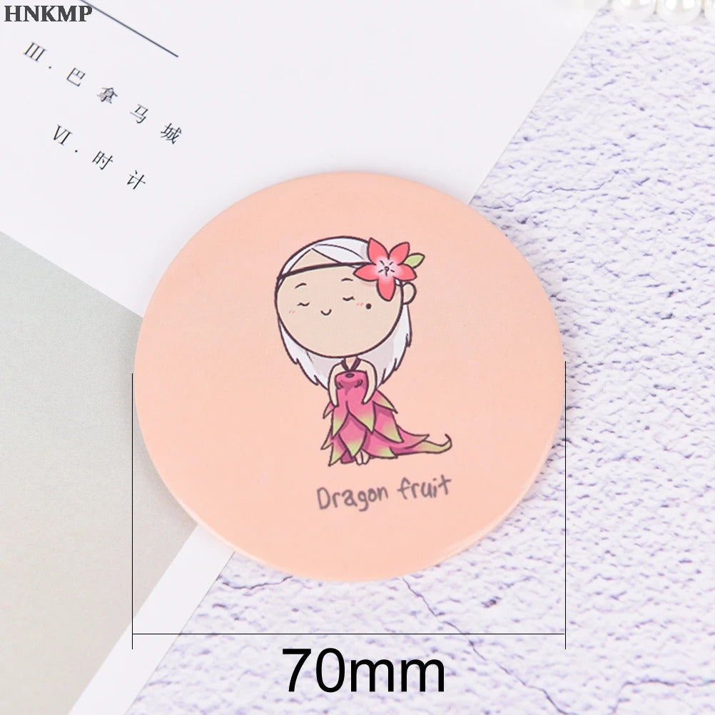 TSHOU588 Fashion Lady Portable Makeup Mirror Cartoon Pattern Portable Compact Pocket Cosmetic Mirror Mini Cute Small Creative
