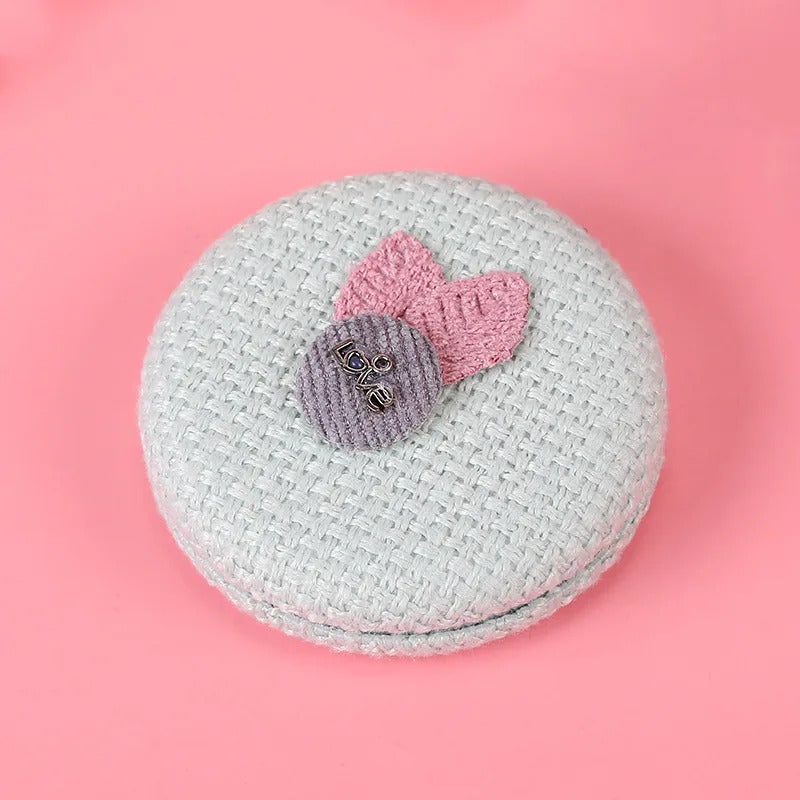 TSHOU937 Double-sided Mirror Makeup Magnifying Handmade Fabric Art DIY Hairy Random Pattern Portable Pocket Mirror