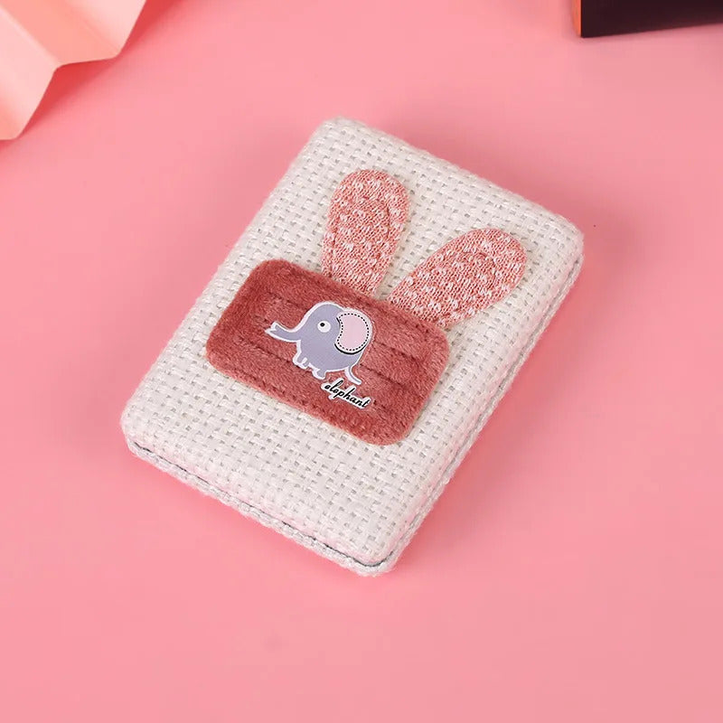 TSHOU874 Double-sided Mirror Makeup Magnifying Handmade Fabric Art DIY Hairy Random Pattern Portable Pocket Mirror