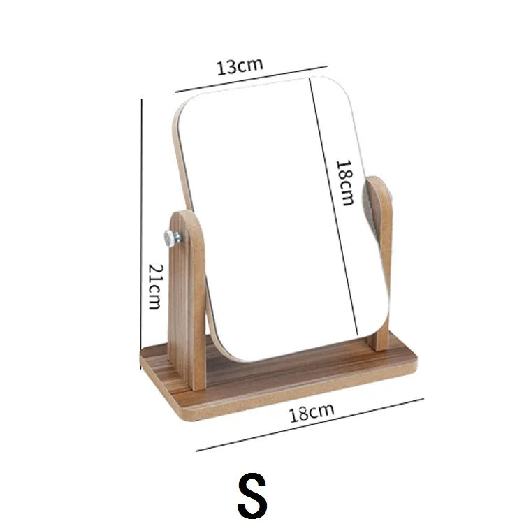 CASHOU18 Makeup Mirror Wood Bathroom Accessories European Standable Desktop Decoration Mirror High Clear Standing Cosmetic Dress
