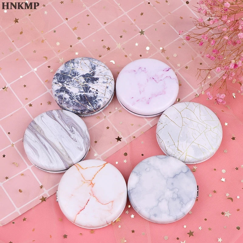 TSHOU1236  Marble Pattern Portable Double Sided Mirror Foldable Pocket Makeup Mirror Women Girls Beauty Cosmetic Compact Mirrors